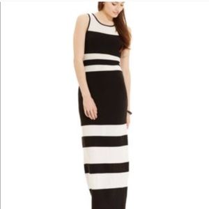 Black white see through maxi dress